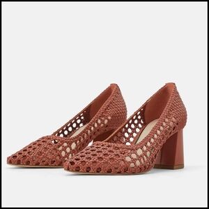 EUC Zara Woven Wide Heeled Shoes